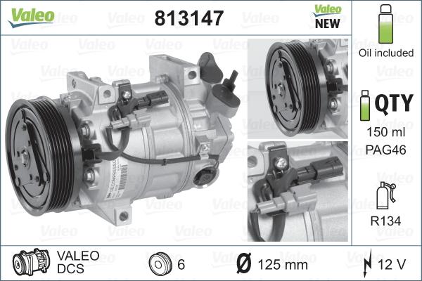 Valeo 813147 - Компресор, климатизация vvparts.bg