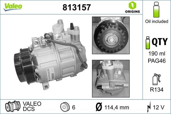 Valeo 813157 - Компресор, климатизация vvparts.bg