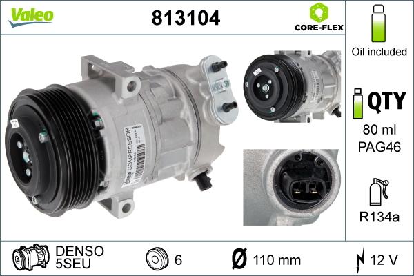 Valeo 813104 - Компресор, климатизация vvparts.bg