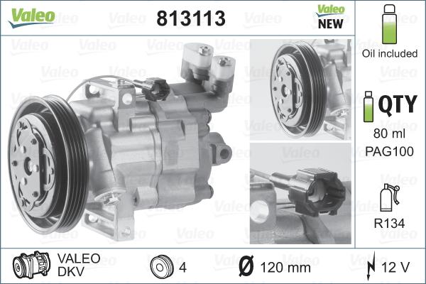 Valeo 813113 - Компресор, климатизация vvparts.bg