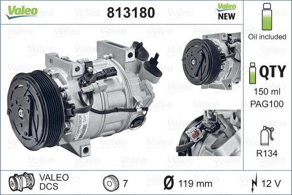 Valeo 813180 - Компресор, климатизация vvparts.bg