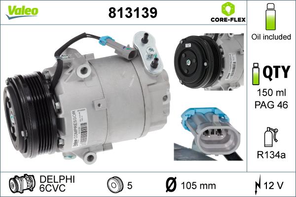 Valeo 813139 - Компресор, климатизация vvparts.bg