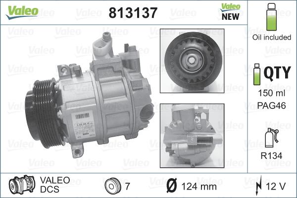 Valeo 813137 - Компресор, климатизация vvparts.bg