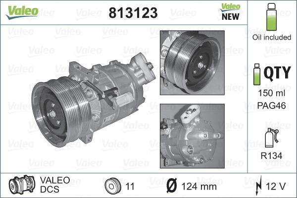 Valeo 813123 - Компресор, климатизация vvparts.bg