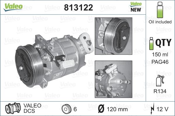 Valeo 813122 - Компресор, климатизация vvparts.bg