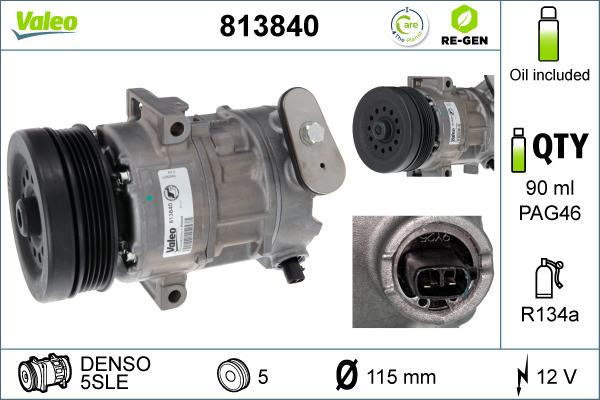 Valeo 813840 - Компресор, климатизация vvparts.bg