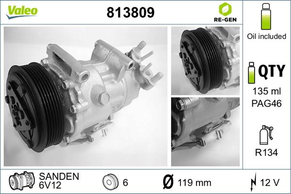 Valeo 813809 - Компресор, климатизация vvparts.bg