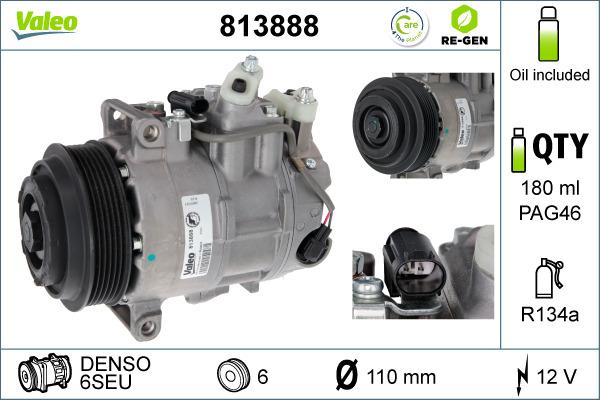 Valeo 813888 - Компресор, климатизация vvparts.bg