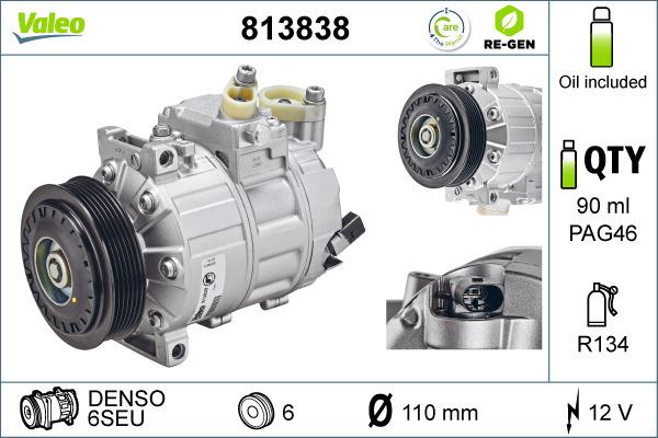 Valeo 813838 - Компресор, климатизация vvparts.bg