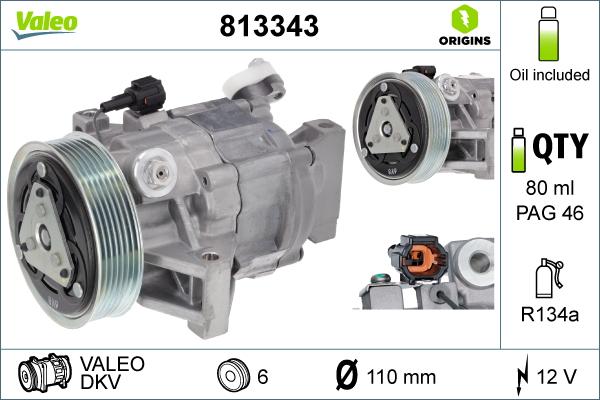 Valeo 813343 - Компресор, климатизация vvparts.bg