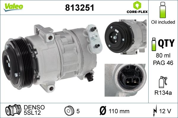 Valeo 813251 - Компресор, климатизация vvparts.bg