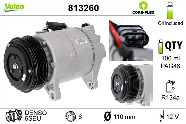 Valeo 813260 - Компресор, климатизация vvparts.bg