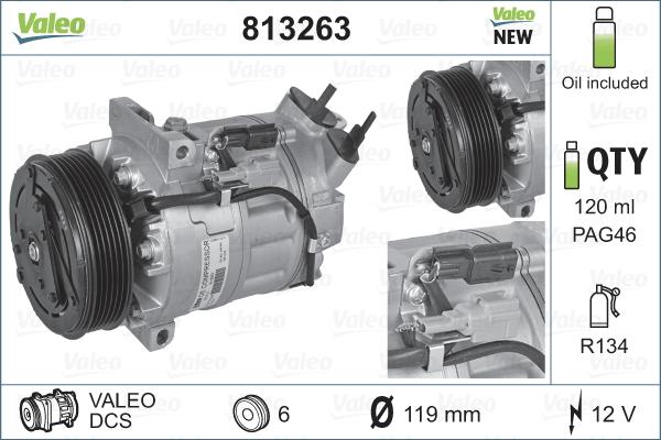 Valeo 813263 - Компресор, климатизация vvparts.bg