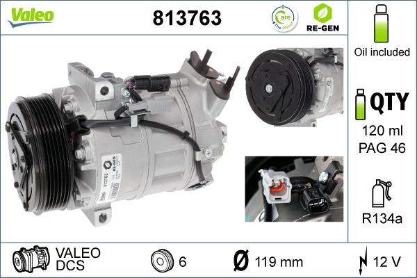 Valeo 813763 - Компресор, климатизация vvparts.bg