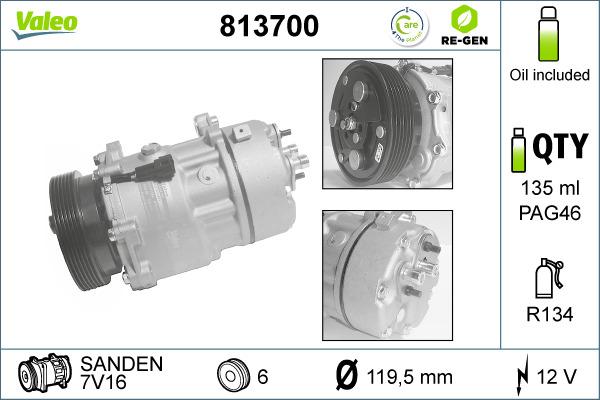 Valeo 813700 - Компресор, климатизация vvparts.bg