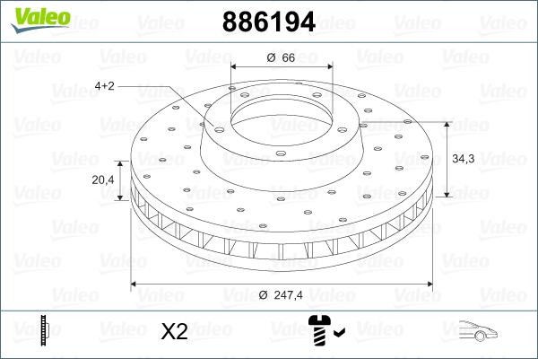 Valeo 886194 - Спирачен диск vvparts.bg