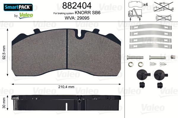 Valeo 882404 - Комплект спирачно феродо, дискови спирачки vvparts.bg