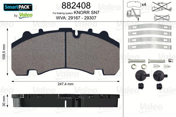 Valeo 882408 - Комплект спирачно феродо, дискови спирачки vvparts.bg