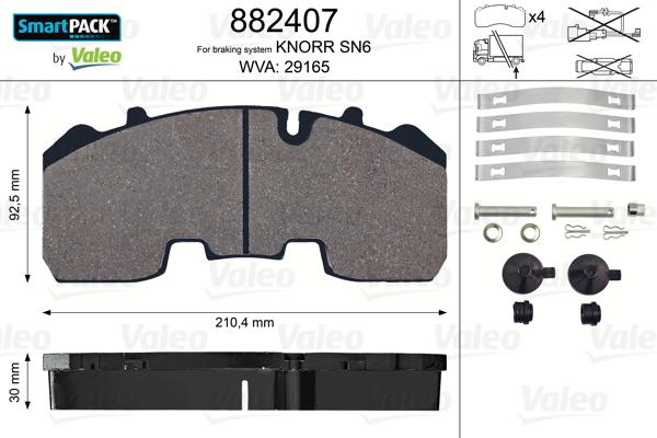 Valeo 882407 - Комплект спирачно феродо, дискови спирачки vvparts.bg