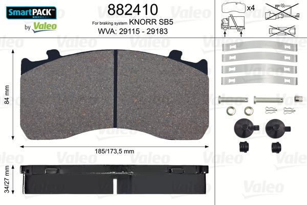 Valeo 882410 - Комплект спирачно феродо, дискови спирачки vvparts.bg