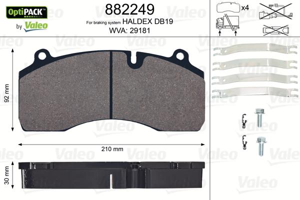 Valeo 882249 - Комплект спирачно феродо, дискови спирачки vvparts.bg