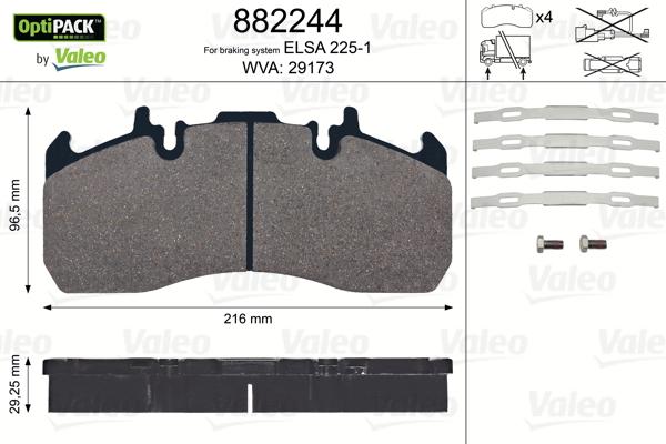 Valeo 882244 - Комплект спирачно феродо, дискови спирачки vvparts.bg