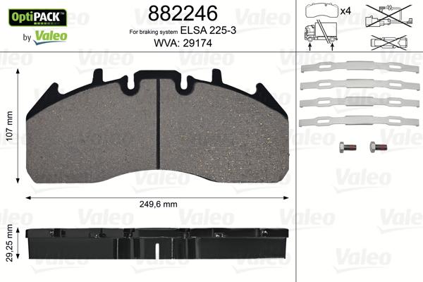 Valeo 882246 - Комплект спирачно феродо, дискови спирачки vvparts.bg