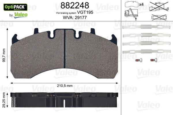 Valeo 882248 - Комплект спирачно феродо, дискови спирачки vvparts.bg