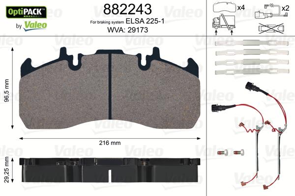 Valeo 882243 - Комплект спирачно феродо, дискови спирачки vvparts.bg