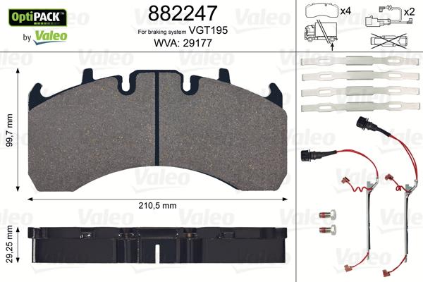 Valeo 882247 - Комплект спирачно феродо, дискови спирачки vvparts.bg