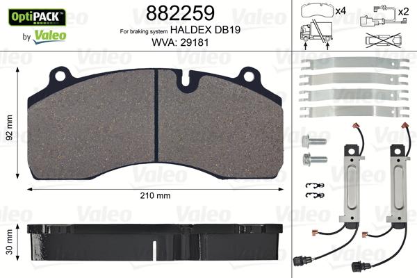 Valeo 882259 - Комплект спирачно феродо, дискови спирачки vvparts.bg