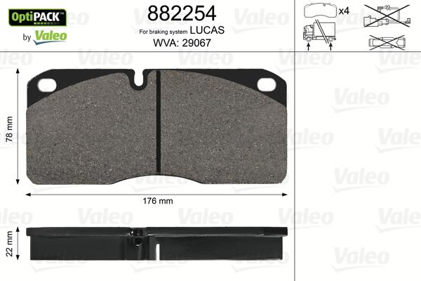 Valeo 882254 - Комплект спирачно феродо, дискови спирачки vvparts.bg