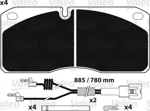 Valeo 882255 - Комплект спирачно феродо, дискови спирачки vvparts.bg