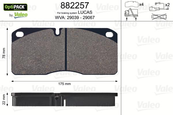 Valeo 882257 - Комплект спирачно феродо, дискови спирачки vvparts.bg
