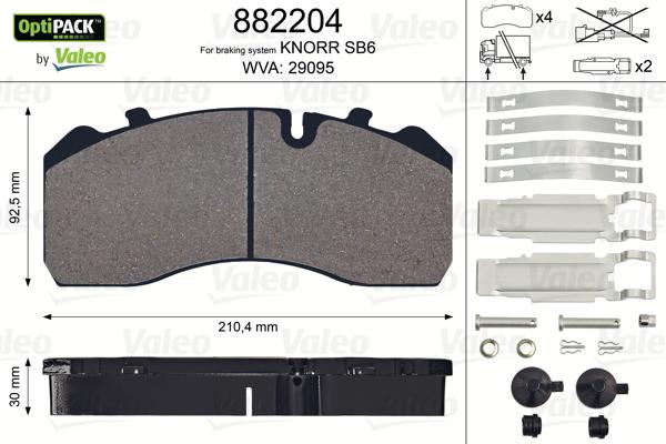 Valeo 882204 - Комплект спирачно феродо, дискови спирачки vvparts.bg