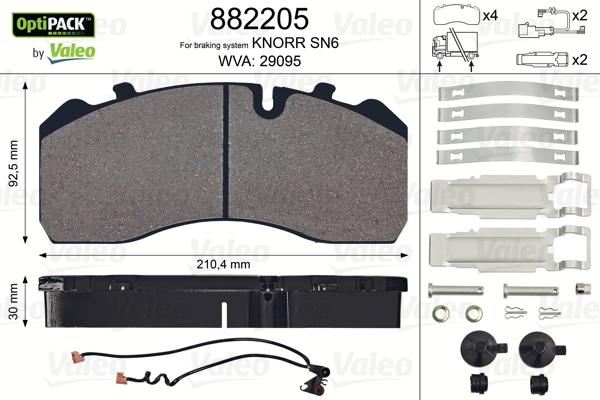 Valeo 882205 - Комплект спирачно феродо, дискови спирачки vvparts.bg