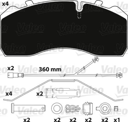 Valeo 882206 - Комплект спирачно феродо, дискови спирачки vvparts.bg