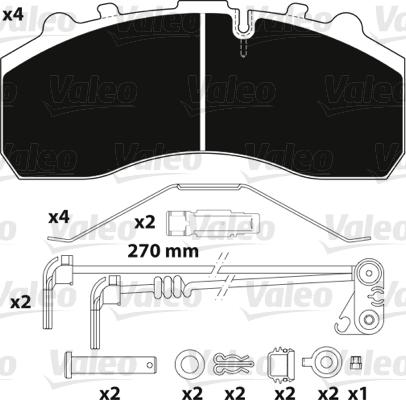 Valeo 882202 - Комплект спирачно феродо, дискови спирачки vvparts.bg