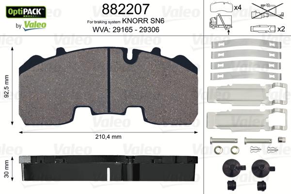 Valeo 882207 - Комплект спирачно феродо, дискови спирачки vvparts.bg