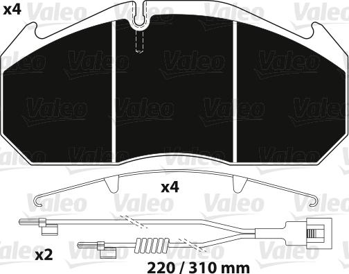 Valeo 882215 - Комплект спирачно феродо, дискови спирачки vvparts.bg