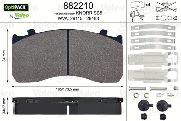 Valeo 882210 - Комплект спирачно феродо, дискови спирачки vvparts.bg