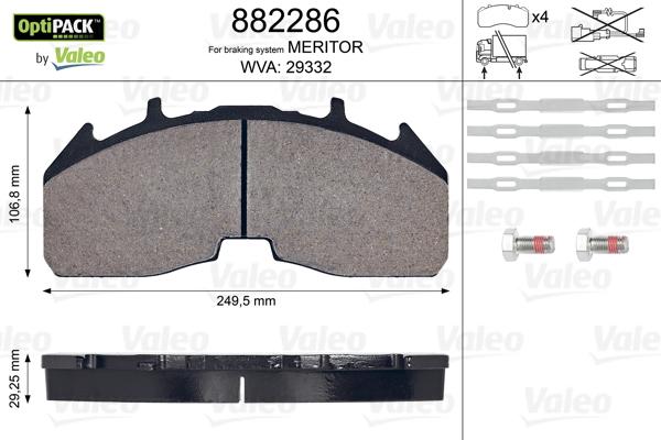 Valeo 882286 - Комплект спирачно феродо, дискови спирачки vvparts.bg