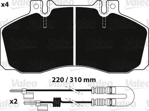Valeo 882239 - Комплект спирачно феродо, дискови спирачки vvparts.bg