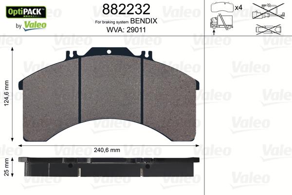 Valeo 882232 - Комплект спирачно феродо, дискови спирачки vvparts.bg