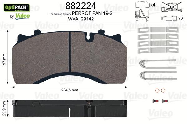 Valeo 882224 - Комплект спирачно феродо, дискови спирачки vvparts.bg