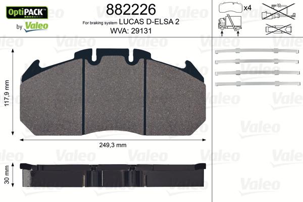 Valeo 882226 - Комплект спирачно феродо, дискови спирачки vvparts.bg