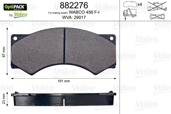 Valeo 882276 - Комплект спирачно феродо, дискови спирачки vvparts.bg