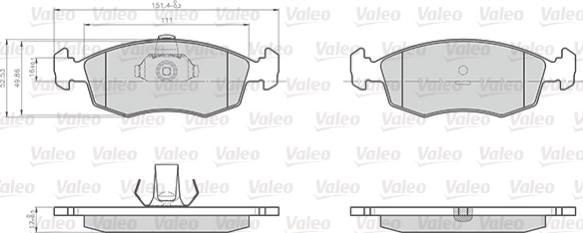 Valeo 872907 - Комплект спирачно феродо, дискови спирачки vvparts.bg