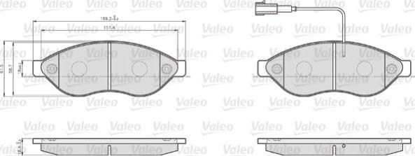 Valeo 872468 - Комплект спирачно феродо, дискови спирачки vvparts.bg