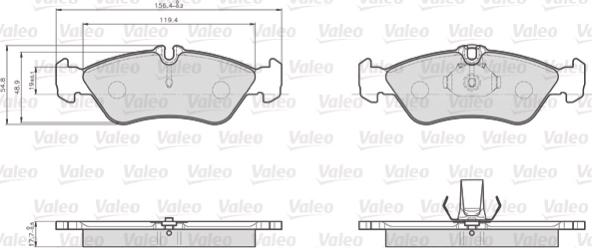 Valeo 872661 - Комплект спирачно феродо, дискови спирачки vvparts.bg